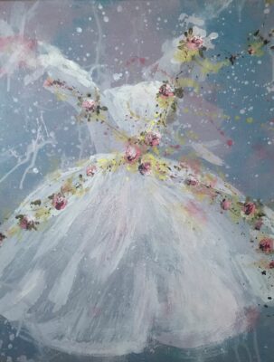 Expresive flowers on canvas